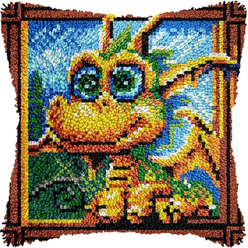 YarnAdventures Tier Knüpfkissen-Set,Niedlicher kleiner Dinosaurier,Latch Kits for Adults Knotting Set Cushion for Beginners for Sofa Home Decoration DIY Kissen Knüpfset,17x17in YarnAdventures Tier Knüpfkissen-Set,Niedlicher kleiner Dinosaurier,Latch Kits for Adults Knotting Set Cushion for Beginners for Sofa Home Decoration DIY Kissen Knüpfset,17x17in von YarnAdventures