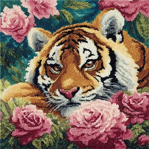 YarnAdventures Tier Knüpfkissen Set,Pfingstrosenblüten und Tiger,Latch Hook Kissen Kit für Anfänger zum Selber Knüpfen,DIY Knüpfteppich Knüpfpackung,Knüpfhaken Set,17x17in YarnAdventures Tier Knüpfkissen Set,Pfingstrosenblüten und Tiger,Latch Hook Kissen Kit für Anfänger zum Selber Knüpfen,DIY Knüpfteppich Knüpfpackung,Knüpfhaken Set,17x17in von YarnAdventures