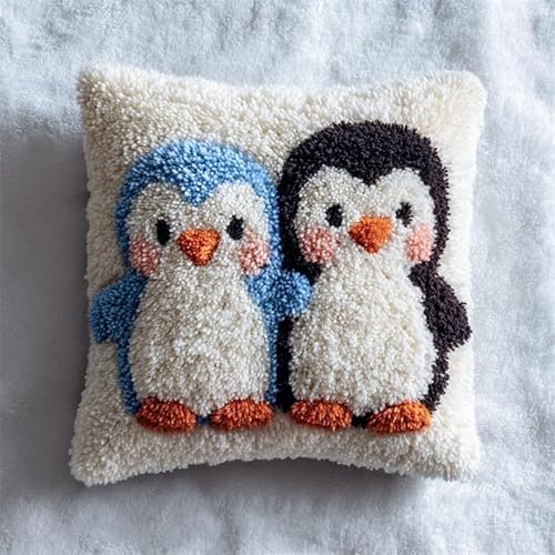YarnAdventures Tier Knüpfkissen Set,Süße Pinguine,Latch Hook Kissen Kit für Anfänger zum Selber Knüpfen,DIY Knüpfteppich Knüpfpackung,Knüpfhaken Set,17x17in YarnAdventures Tier Knüpfkissen Set,Süße Pinguine,Latch Hook Kissen Kit für Anfänger zum Selber Knüpfen,DIY Knüpfteppich Knüpfpackung,Knüpfhaken Set,17x17in von YarnAdventures