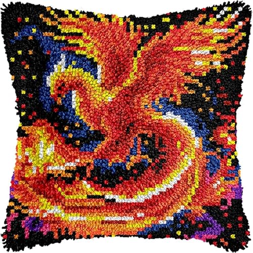 YarnAdventures Tier Latch Hook Kits Pillow for Adults,Schöner Phönixvogel,Pre-Printed Patterns Pillowcase Needlework Crochet Yarns Latch Hooking Cushion for Sofa Decor,17x17in YarnAdventures Tier Latch Hook Kits Pillow for Adults,Schöner Phönixvogel,Pre-Printed Patterns Pillowcase Needlework Crochet Yarns Latch Hooking Cushion for Sofa Decor,17x17in von YarnAdventures