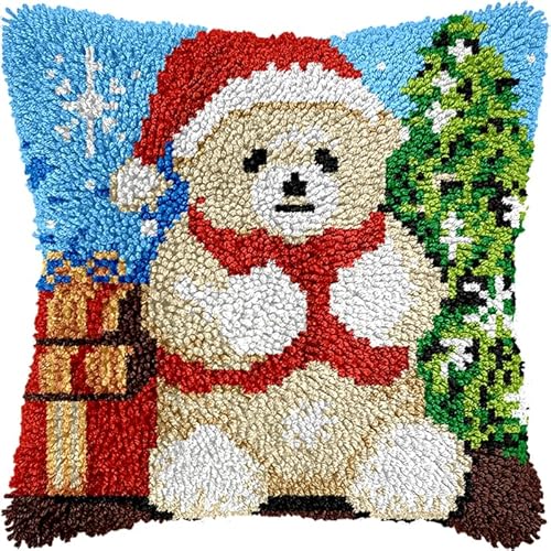 YarnAdventures Weihnachten Latch Hook Kissen Kit,Weißer Bär und Geschenk,DIY Knüpfhaken-Set,Kissenbezug,Knüpfteppich Knüpfpackung,Sofakissenbezug Handgemachte Geschenke,17x17in YarnAdventures Weihnachten Latch Hook Kissen Kit,Weißer Bär und Geschenk,DIY Knüpfhaken-Set,Kissenbezug,Knüpfteppich Knüpfpackung,Sofakissenbezug Handgemachte Geschenke,17x17in von YarnAdventures
