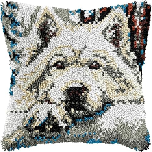 YarnAdventures Winterschneeszene Knüpfkissen-Set,Samojede Hund im Wald,knüpfkissen Set für Anfänger Erwachsene oder Kinder zum Selber Knüpfen,Knüpfpackung Knüpfset Kissen,17x17in YarnAdventures Winterschneeszene Knüpfkissen-Set,Samojede Hund im Wald,knüpfkissen Set für Anfänger Erwachsene oder Kinder zum Selber Knüpfen,Knüpfpackung Knüpfset Kissen,17x17in von YarnAdventures