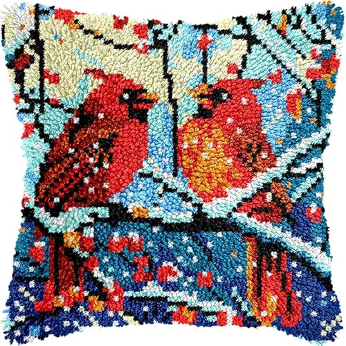 YarnAdventures Winterschneeszene Knüpfkissen-Set,roter Vogel auf Ast,Latch Kits for Adults Knotting Set Cushion for Beginners for Sofa Home Decoration DIY Kissen Knüpfset,17x17in YarnAdventures Winterschneeszene Knüpfkissen-Set,roter Vogel auf Ast,Latch Kits for Adults Knotting Set Cushion for Beginners for Sofa Home Decoration DIY Kissen Knüpfset,17x17in von YarnAdventures