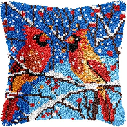 YarnAdventures Winterschneeszene Knüpfkissen Zum Selber Knüpfen Set,roter Vogel auf Ast,Kissenbezug Knüpfset Kreativ Knüpfset Latch Hook Kit für Kinder und Erwachsene Geschenke,17x17in YarnAdventures Winterschneeszene Knüpfkissen Zum Selber Knüpfen Set,roter Vogel auf Ast,Kissenbezug Knüpfset Kreativ Knüpfset Latch Hook Kit für Kinder und Erwachsene Geschenke,17x17in von YarnAdventures