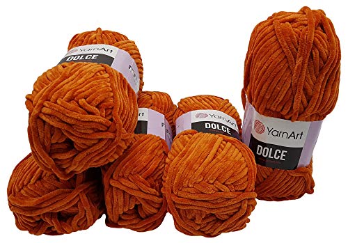 5 x 100 Gramm YarnArt Dolce Strickwolle, Babywolle , 500 Gramm Wolle Super Bulky (terrakotta 778) von YarnArt Dolce