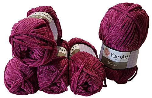 YarnArt Dolce 5 x 100 Gramm Babywolle, 500 Gramm Wolle Super Bulky (beere 766) von YarnArt Dolce