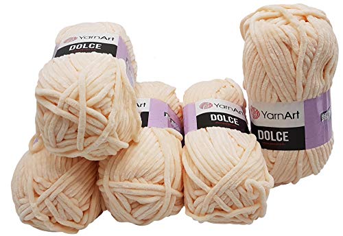 YarnArt Dolce 5 x 100 Gramm Strickwolle, Babywolle, 500 Gramm Wolle Super Bulky (Blush 779) von YarnArt Dolce