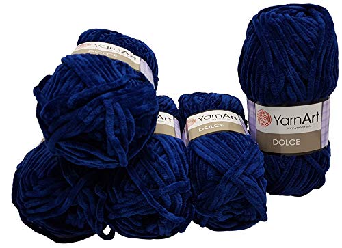 YarnArt Dolce 5 x 100 Gramm Strickwolle, Babywolle, 500 Gramm Wolle Super Bulky (dunkelblau 756) von YarnArt Dolce