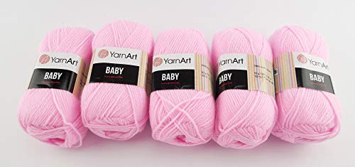YarnArt Baby Wolle 5 x 50g Strickwolle 250 Gramm Wolle zum Stricken und Häkeln Babywolle türkische Wolle (rosa 217) von YarnArt