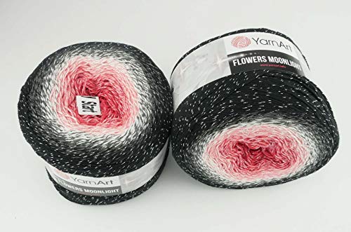 YarnArt Flowers 520 Gramm Bobbel Wolle mit Glitzer und Farbverlauf, 53% Baumwolle, Bobble Strickwolle Mehrfarbig 1000m (3260) von YarnArt