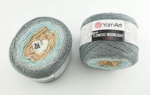 Yarn Art Flowers 520 Gramm Bobbel Wolle mit Glitzer und Farbverlauf, 53% Baumwolle, Bobble Strickwolle Mehrfarbig 1000m (3268) von Yarn Art