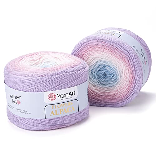 YarnArt Flowers Alpaca, 500 Gramm Bobbel Wolle Farbverlauf, 20% Alpaka Wolle, Bobble Strickwolle Mehrfarbig (405) von YarnArt