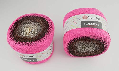 YarnArt Flowers Vivid 500 Gramm Bobbel Wolle Farbverlauf, 55% Baumwolle, Bobble Strickwolle Mehrfarbig (501) von YarnArt