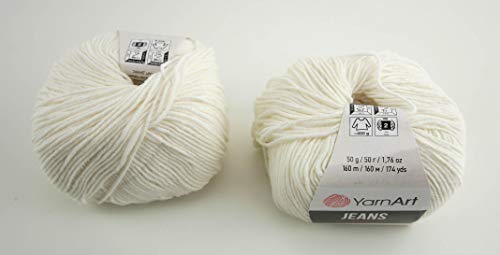 YarnArt Jeans Garn Baumwollgarn Amigurumi Babygarn Wolle 50g Yarn Art 160m/50g Yarnarts (01) von YarnArt