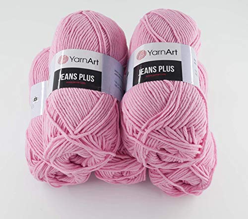 YarnArt Jeans Plus Garn Baumwollgarn Amigurumi Babygarn Wolle 500g 800m/500g 5x100g Yarnarts (36 rosa) von YarnArt