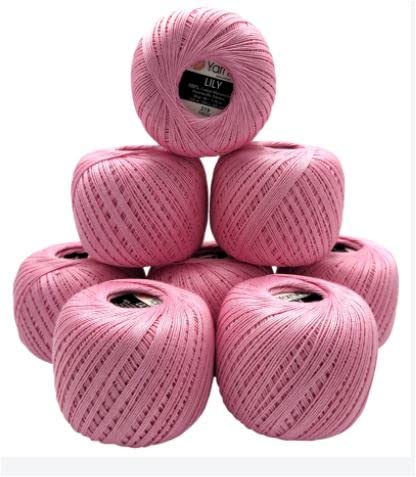 YarnArt Lily 8 x 50 Gramm Garn 100% merzerisierte Baumwolle, 400g Häkelgarn einfarbig, (rosa 319) von YarnArt