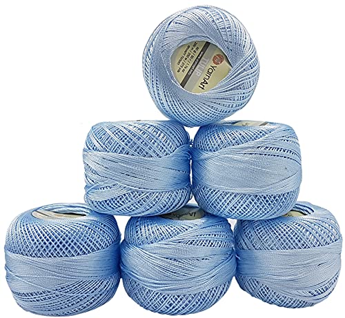 YarnArt Tulip 6 x 50 gr. Paket, Seide Garn Mikrofaser Garn Satin Garn Seide brillante Garn glänzend Garn (Hell Blau 407) von YarnArt