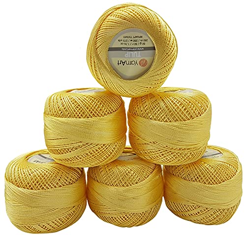 YarnArt Tulip 6 x 50 gr. Paket, Seide Garn Mikrofaser Garn Satin Garn Seide brillante Garn glänzend Garn (Hell Gelb 463) von YarnArt