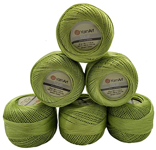 YarnArt Tulip 6 x 50 gr. Paket Seide Garn Mikrofaser, Satin Garn glänzend (kiwi 424) von Yarn Art
