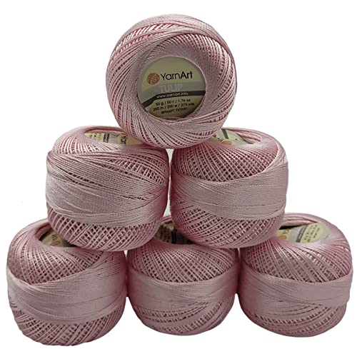 YarnArt Tulip 6 x 50 gr. Paket Seide Garn Mikrofaser, Satin Garn glänzend (rosa 415) von Yarn Art