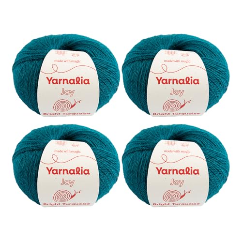 Yarnalia Joy Garn, Spitzengewicht, ultraweich, komplett aus feinstem Baby-Alpaka (2er-Pack, je 25 g) (helles Türkis) von Yarnalia