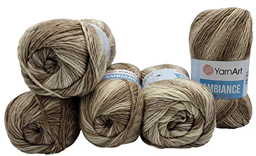 5 x 100 g YarnArt Ambiance Strickwolle mehrfarbig mit Farbverlauf, 500 Gramm Strickgarn mit 20% Wolle-Anteil (beige creme 161) von Yarn Art