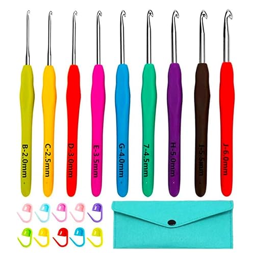 Yarniss Ergonomisches Häkelnadel-Set, 9 Größen, Häkelnadeln mit Etui, 2,0 mm ~ 6,0 mm Yarniss Ergonomisches Häkelnadel-Set, 9 Größen, Häkelnadeln mit Etui, 2,0 mm ~ 6,0 mm von Yarniss