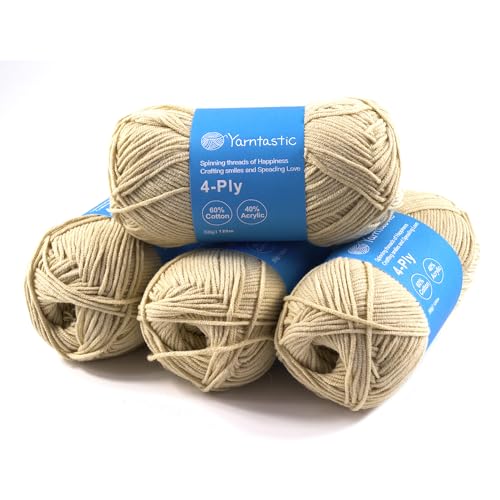 Yarntastic 50 g x 4 Knäuel in einer Packung, 4-lagiges Garn, ca. 2,5 cm, 60 % Baumwolle, 40 % Acryl, 43 Farben zur Auswahl; zum Stricken, Häkeln, Amigurumi, Babydecke, Kleidung und andere Yarntastic 50 g x 4 Knäuel in einer Packung, 4-lagiges Garn, ca. 2,5 cm, 60 % Baumwolle, 40 % Acryl, 43 Farben zur Auswahl; zum Stricken, Häkeln, Amigurumi, Babydecke, Kleidung und andere von Yarntastic