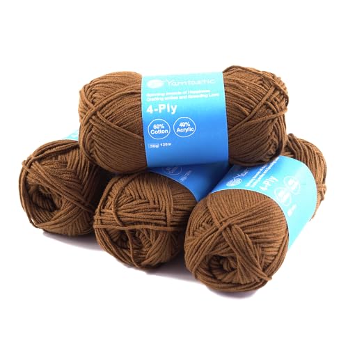Yarntastic 50 g x 4 Knäuel in einer Packung, 4-lagiges Garn, ca. 2,5 cm, 60 % Baumwolle, 40 % Acryl, 43 Farben zur Auswahl; zum Stricken, Häkeln, Amigurumi, Babydecke, Kleidung und andere Yarntastic 50 g x 4 Knäuel in einer Packung, 4-lagiges Garn, ca. 2,5 cm, 60 % Baumwolle, 40 % Acryl, 43 Farben zur Auswahl; zum Stricken, Häkeln, Amigurumi, Babydecke, Kleidung und andere von Yarntastic