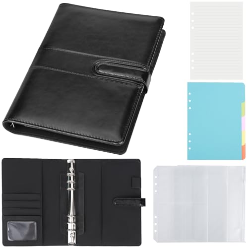 Yarotm A5 Ring Binder Notizbuch - A5 Liniert Ringbuch Nachfüllbar 80 Blatt - 6 Löcher A5 Leder Loseblatt Binder Notebook - 17.5x23cm Nachfüllbare Notizbuch Schwarz Perfekt für Reisetagebuch Yarotm A5 Ring Binder Notizbuch - A5 Liniert Ringbuch Nachfüllbar 80 Blatt - 6 Löcher A5 Leder Loseblatt Binder Notebook - 17.5x23cm Nachfüllbare Notizbuch Schwarz Perfekt für Reisetagebuch von Yarotm