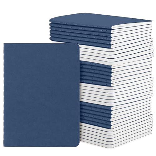 Yarotm Heft A6 Dotted - 48 stk Notizbuch A6 Gepunktet Dunkelblau Softcover - 30 Blatt Kraft Notebooks Set 10x14cm Field Notes - 100GSM Papier Punkte 5mm Notizheft Block Notizblock von Yarotm