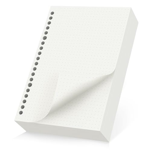 Yarotm Nachfüllpapier A5 Gepunktet - 14x21cm 20 Loch Loseblatt Papier für Ringbuch - 100GSM Nachfüllbare A5 Dotted - 360 Seiten/180 Blatt Refill Paper Nachfülleinlagen Notizpapier von Yarotm