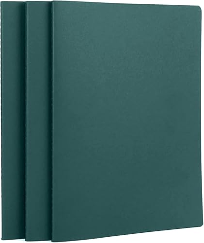 Yarotm Notizblock A4 Dunkelgrün - 3 Stück Notebook Kariert - 80 Seiten Notizbuch A4 21x29.2cm Softcover - 100g Papier Block Kariert 5mm Tagebuch - Notizheft Schreibblock Reisetagebuch von Yarotm