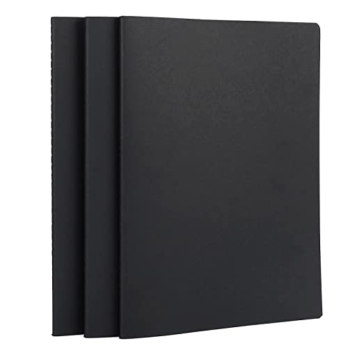 Yarotm Notizbuch A4 Blanko - 3 Stück Notizheft A4 Softcover Schwarz - 100gsm Papier Skizzenbuch Kraft Notebook Leere Seiten - 40 Blatt Notizblock Skizzenblock Notiz Buch- a4 Notizbuch von Yarotm