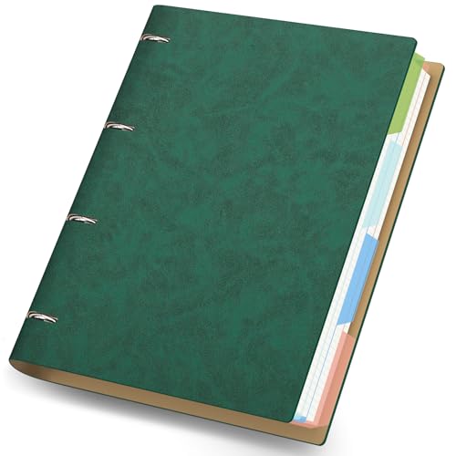 Yarotm Notizbuch A4 Kariert - 1 Pack Ringbuch a4 Nachfüllbar -100g/m² Papier Kariert 5mm Notizblock A4-21.5x28cm PU Leder Notizbuch - 150 Blatt Ring Binder Notebook Tagebuch, Grün von Yarotm