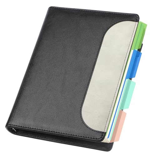 Yarotm Notizbuch A5 Kariert - Ring Binder A5 Notizheft - Notizbuch Leder PU 120 Blatt/240 Seiten - 14x21cm 100GSM Kariert 5mm Notizblock - Schwarz Ringbuch A5 Nachfüllbar Reisetagebuch von Yarotm