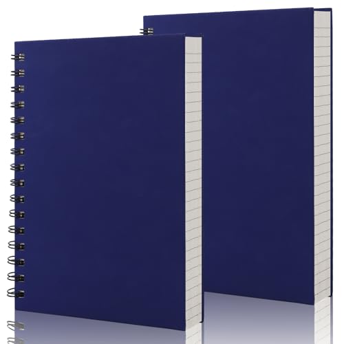 Yarotm Notizblock A5 Liniert - 2 Stück Notizbuch a5 Spiralbindung - 14x21cm Journal Tagebuch - 100GSM Papier Abreißbar Spiralblock A5 Liniert - 160 Seiten Hardcover Notebook, Dunkelblau Yarotm Notizblock A5 Liniert - 2 Stück Notizbuch a5 Spiralbindung - 14x21cm Journal Tagebuch - 100GSM Papier Abreißbar Spiralblock A5 Liniert - 160 Seiten Hardcover Notebook, Dunkelblau von Yarotm
