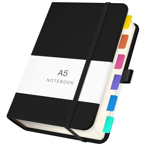 Yarotm Notizbuch A5 - Notizblock a5 Liniert - Schwarz Pu Leder Hardcover Tagebuch für Erwachsene - 360 Seiten Cremefarben 100gsm Papier Journal Notebook - Notizheft a5 von Yarotm