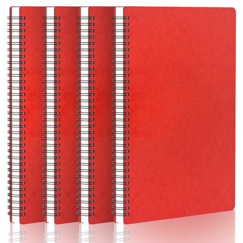 Yarotm Notizbuch Liniert A4-4 Pack Spiralblock A4 Notebooks - 120 Seiten/60 Blatt Spiralbindung Notizbücher - 100g/m² Collegeblock A4 Liniert - 21x29.2cm Rot Notizheft Reisetagebuch Yarotm Notizbuch Liniert A4-4 Pack Spiralblock A4 Notebooks - 120 Seiten/60 Blatt Spiralbindung Notizbücher - 100g/m² Collegeblock A4 Liniert - 21x29.2cm Rot Notizheft Reisetagebuch von Yarotm