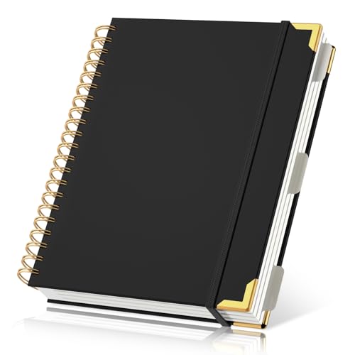 Yarotm Spiralblock A4-1PC Notizbuch Liniert 21.6x28cm - 300 Seiten/150 Blatt Notizblock A4 Schwarz - 80GSM Papier Liniert Notebook - Notizheft A4 Spiralbindung Tagebuch Hardcover Yarotm Spiralblock A4-1PC Notizbuch Liniert 21.6x28cm - 300 Seiten/150 Blatt Notizblock A4 Schwarz - 80GSM Papier Liniert Notebook - Notizheft A4 Spiralbindung Tagebuch Hardcover von Yarotm