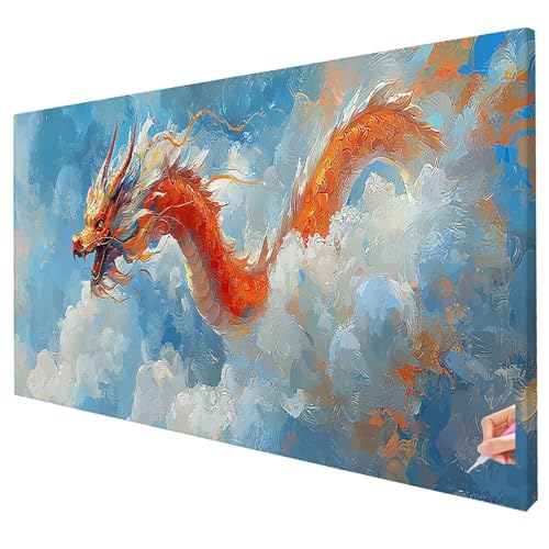 Diamond Painting Abstrakt Diamond Painting XXL 150x60cm Drache Diamant Kunst Malerei Set Basteln Erwachsene Anfänger DIY Diamant Stickerei Kreuzstich Set für Deko Wohnzimmer Geschenke für Frauen O-94 von Yarqzhng