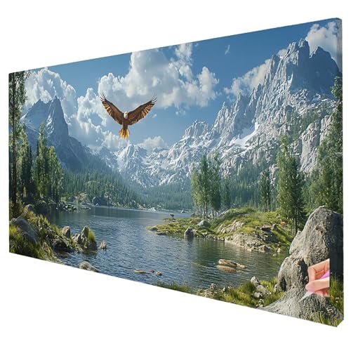 Diamond Painting Adler 150x60cm Diamond Painting Erwachsene Groß XXL Berg Set DIY Diamant Malerei Kreativ Set für Erwachsene 5D Diamant Kunst Stickerei für Geschenke für Frauen Halloween Deko O-09 von Yarqzhng