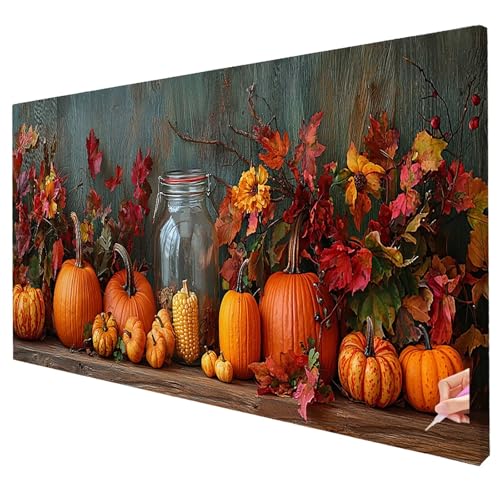 Diamond Painting Anlage Diamond Painting XXL 200x80cm 5D Kürbis Diamant Kunst Malerei Set Basteln Erwachsene Anfänger DIY Diamant Stickerei Kreuzstich Set für Deko Wohnzimmer Geschenke für Frauen W-34 von Yarqzhng