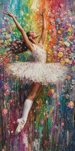 Diamond Painting Ballett Kinder Erwachsene Set, Diamant Painting Bilder Blume Basteln Klein Set, DIY 5D Daiments Dimond Painting Stickerei Bastelset Erwachsene Frauen Home Wand Dekor 60x120cm H-1 von Yarqzhng