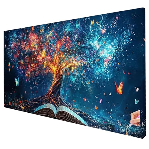 Diamond Painting Baum Diamond Painting XXL 150x60cm Schmetterling Diamant Kunst Malerei Set Basteln Erwachsene Anfänger DIY Diamant Stickerei Kreuzstich Set Deko Wohnzimmer Geschenke für Frauen W-49 von Yarqzhng