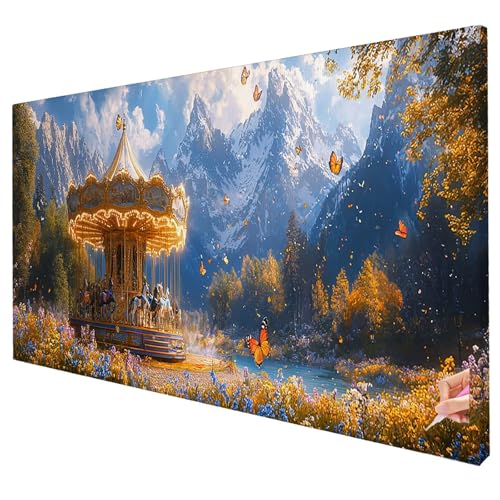 Diamond Painting Berg Diamond Painting XXL 130x50cm 5D Anlage Diamant Kunst Malerei Set Basteln Erwachsene Anfänger DIY Diamant Stickerei Kreuzstich Set für Deko Wohnzimmer Geschenke für Frauen R-10 von Yarqzhng