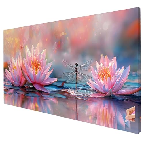 Diamond Painting Blumen 80x30cm Diamond Painting Erwachsene Groß XXL Lotus Set DIY Diamant Malerei Kreativ Set für Erwachsene 5D Diamant Kunst Stickerei für Geschenke für Frauen Halloween Deko S-57 von Yarqzhng