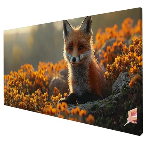 Diamond Painting Blumen Diamond Painting XXL 100x40cm 5D Fuchs Diamant Kunst Malerei Set Basteln Erwachsene Anfänger DIY Diamant Stickerei Kreuzstich Set für Deko Wohnzimmer Geschenke für Frauen Q-73 von Yarqzhng