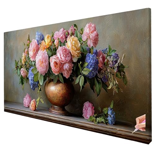 Diamond Painting Blumen Diamond Painting XXL 150x60cm 5D Retro Diamant Kunst Malerei Set Basteln Erwachsene Anfänger DIY Diamant Stickerei Kreuzstich Set für Deko Wohnzimmer Geschenke für Frauen S-79 von Yarqzhng