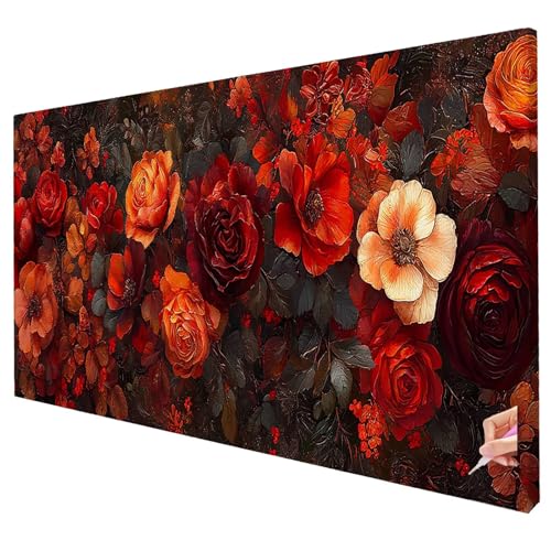 Diamond Painting Blumen Diamond Painting XXL 250x100cm Anlage Diamant Kunst Malerei Set Basteln Erwachsene Anfänger DIY Diamant Stickerei Kreuzstich Set für Deko Wohnzimmer Geschenke für Frauen W-40 von Yarqzhng